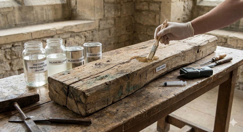 Impregnación de estructuras de madera antiguas o históricas